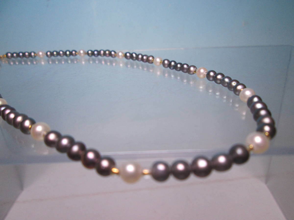 新作ウエア ☆K18 10,1g ツーカラーのデザインネックレス 本真珠 真珠