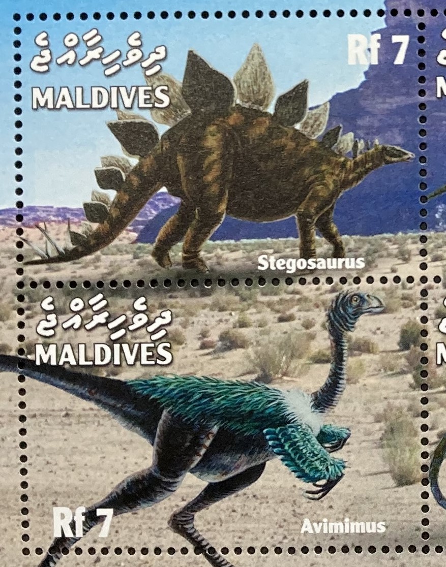 モルディブ 1999年発行 恐竜 古代生物 切手 (3) 未使用 NH_画像2