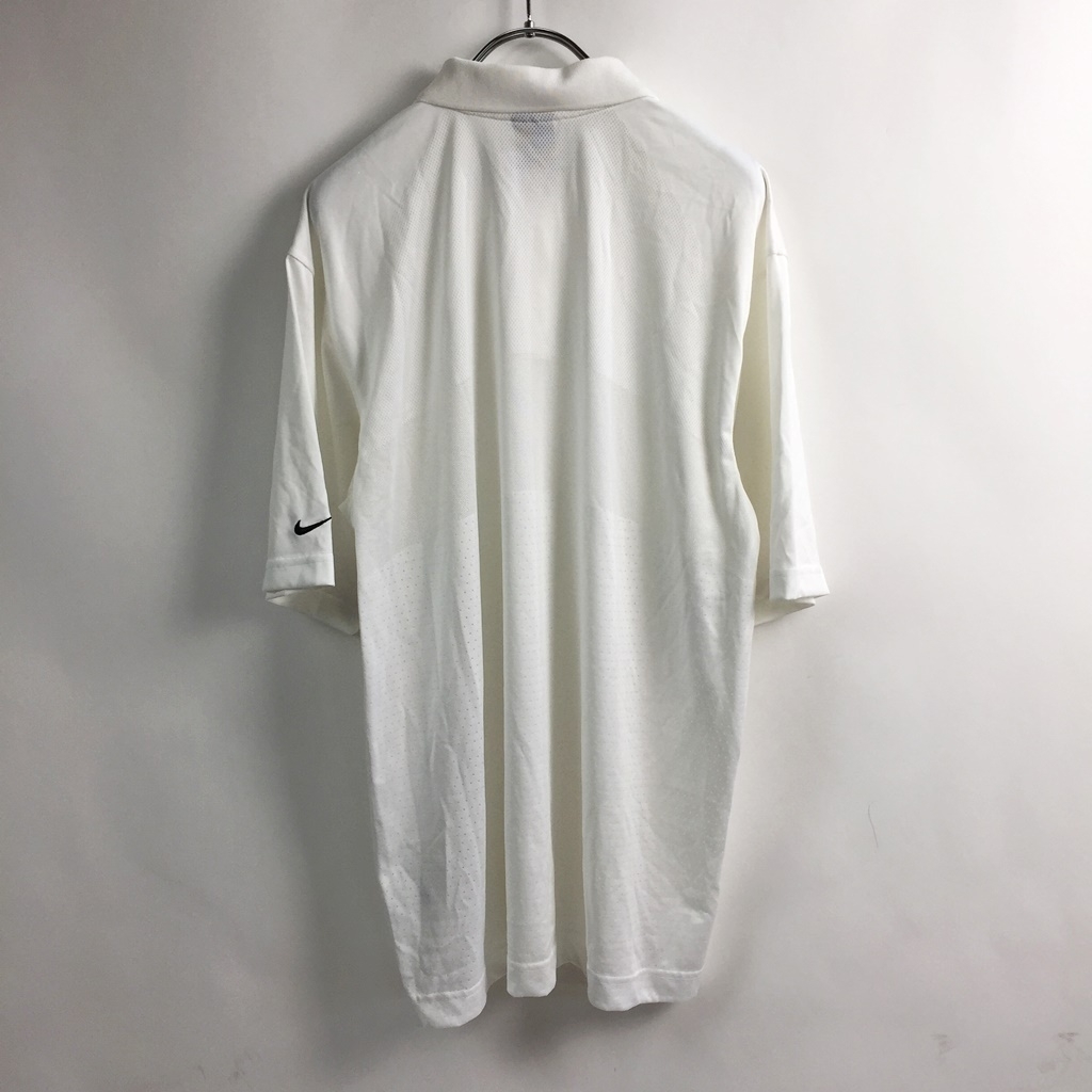 ゴルフシャツ☆NIKE/ナイキ 半袖ポロシャツ メッシュ ドライフィット ホワイト 白 メンズ サイズXL_画像4