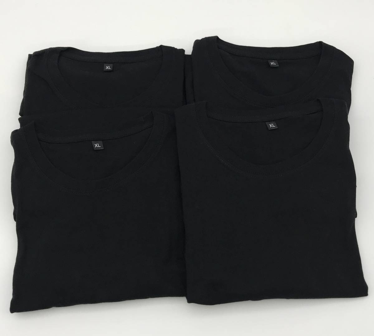 #54_0242 インナーシャツ Tシャツ 長袖 4枚組 綿100% 丸首 メンズ XL(日本サイズM相当) ブラック_画像6