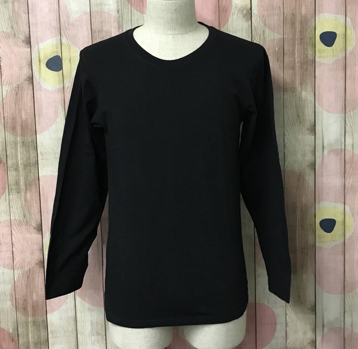 #54_0242 インナーシャツ Tシャツ 長袖 4枚組 綿100% 丸首 メンズ XL(日本サイズM相当) ブラック_画像1