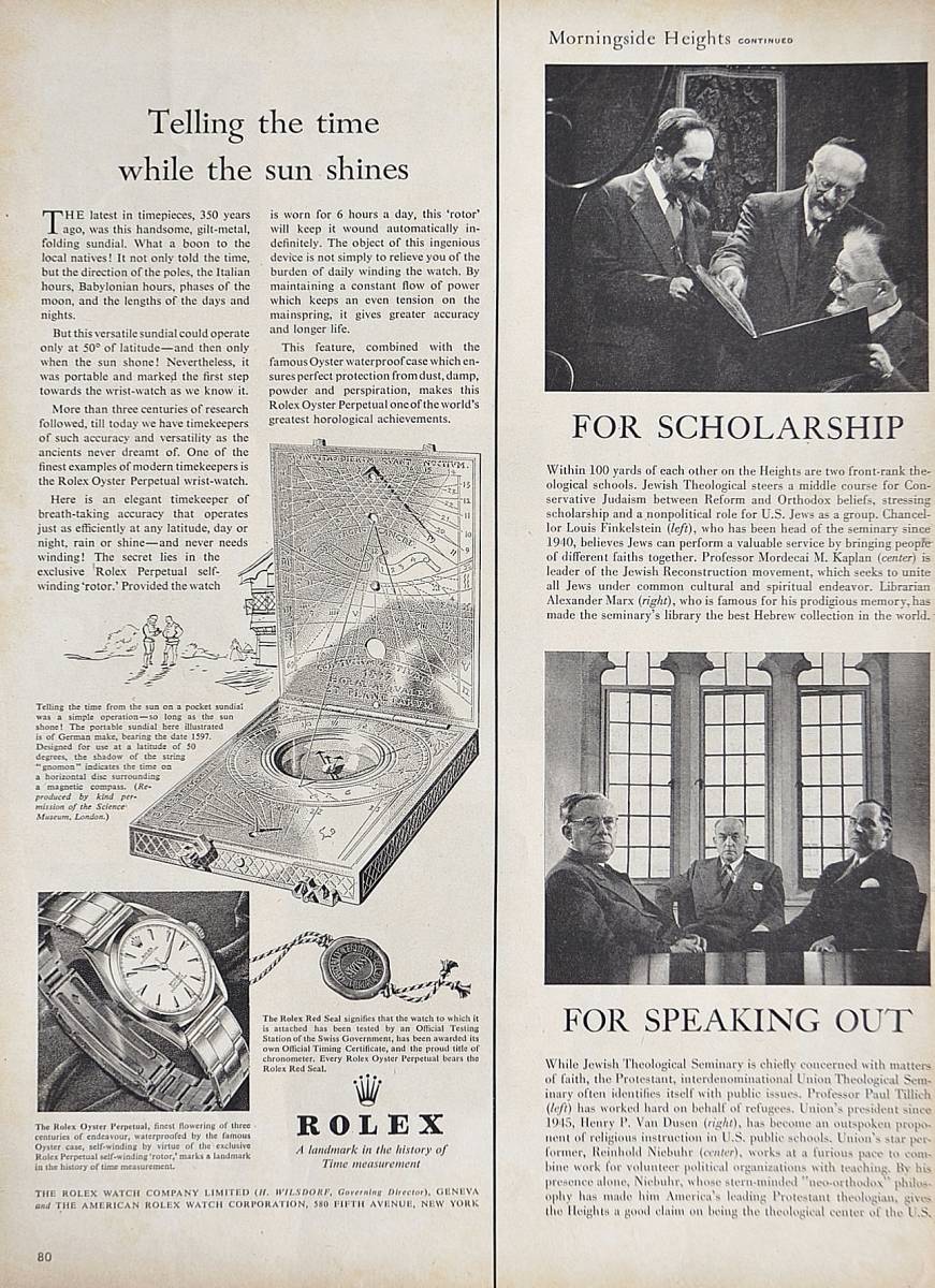  редко встречающийся  ！ реклама  /1952 год ...  часы  реклама  /Rolex Oyster Perpetual/Watch/.../ дата и время   итого  /R