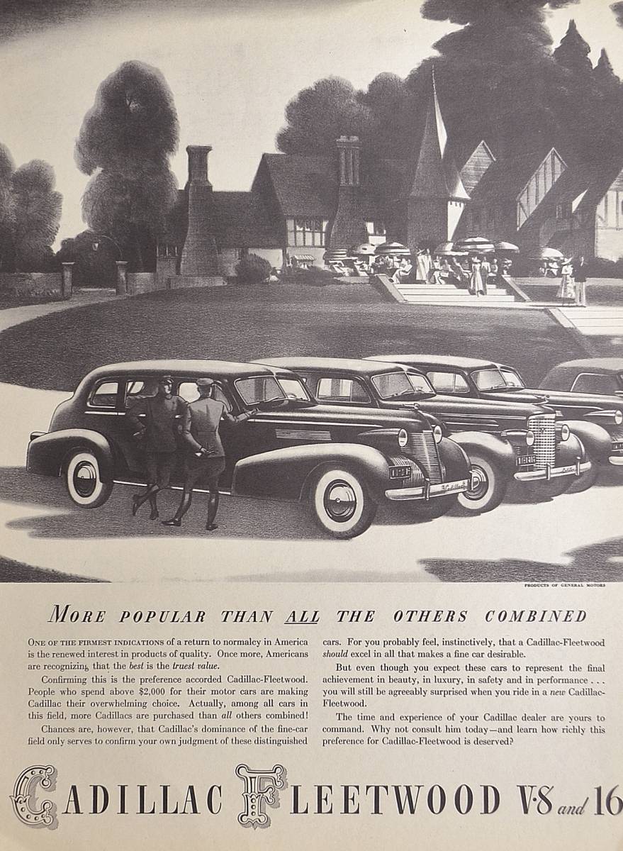  rare!1938 year Cadillac advertisement /Cadillac Fleetwood V.8 & 16/GM/ Ame car /a-ru deco /24