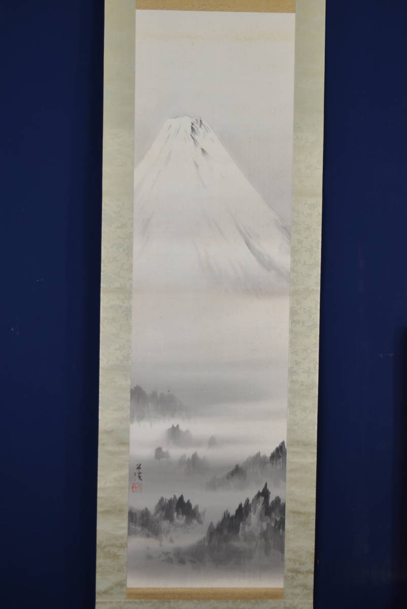 【真作】石渓/富士雪景図/掛軸☆宝船☆AB-410 真作/石渓/富士雪景図//掛軸☆宝船☆AB-410 山水・風月