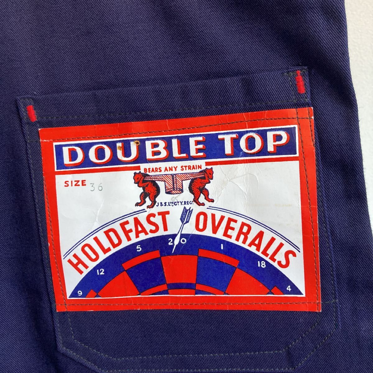 50s デッドストック 〜50s エプロン付きオーバーオール イギリス HOLDFAST オーバーオール 36