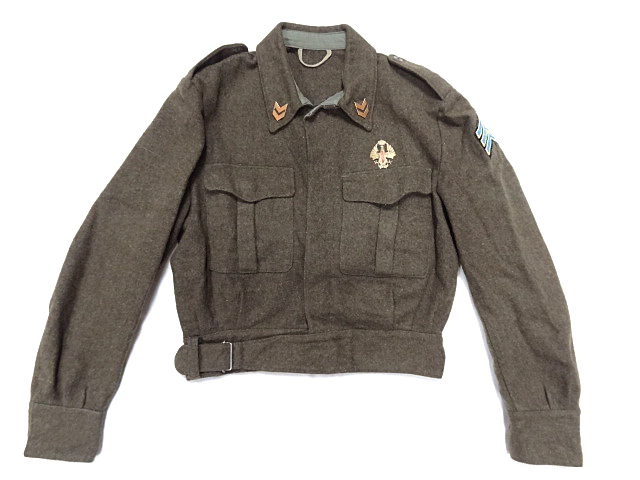 ビンテージ 米軍 US アーミー ミリタリー 40S WW2 IKE 正装 ウール ショート ジャケット 制服 カーキ OD レア ワッペン ピンバッジ 装飾_画像1