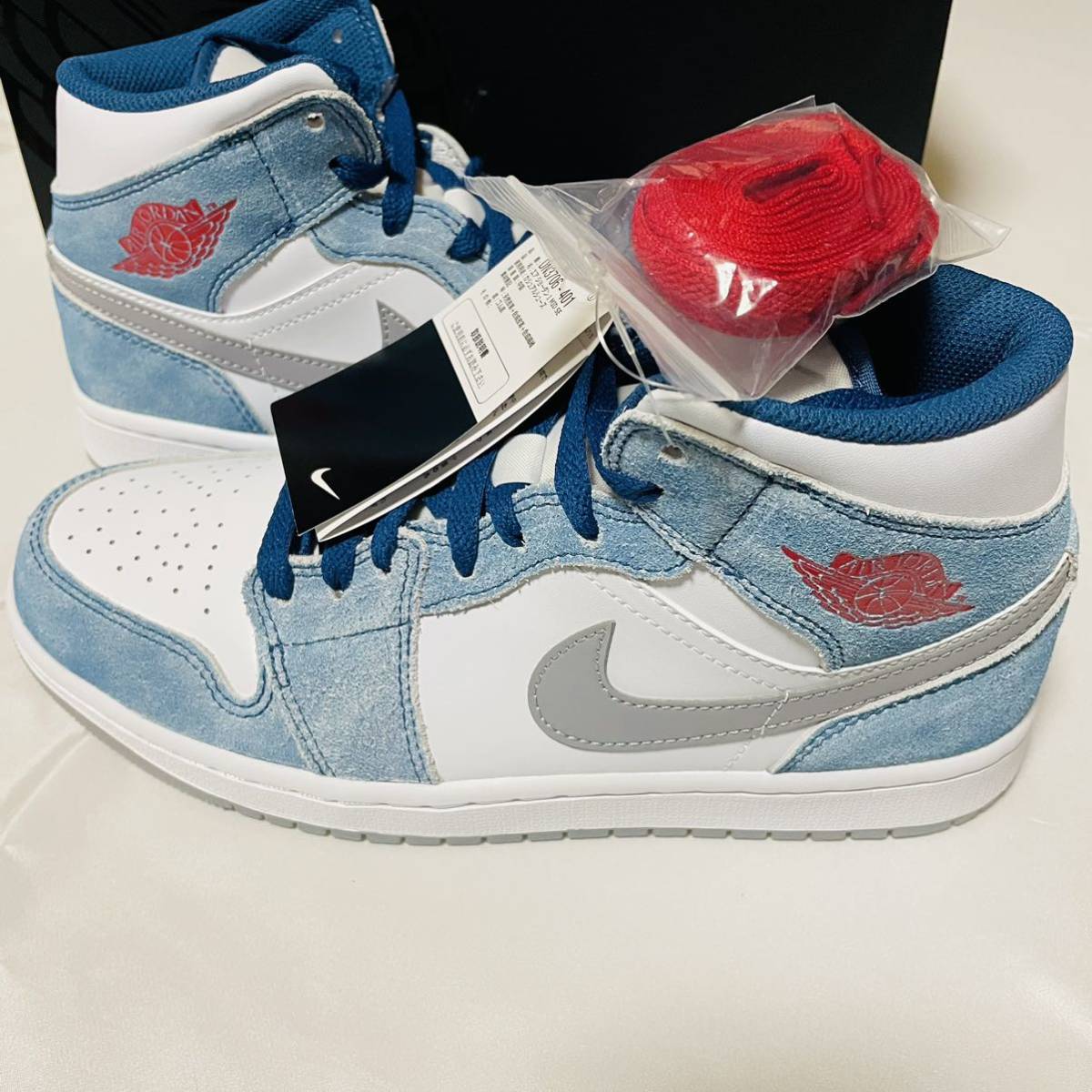 【未使用】Nike Air Jordan 1 Mid SE White/Hyper Royal/Red エアジョーダン1 ミッド SE ホワイト/ハイパーロイヤル/レッド 25.5cm_画像1