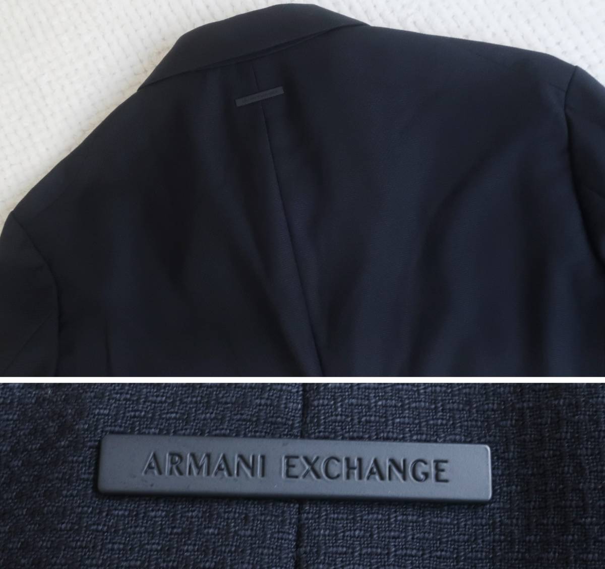 新品★アルマーニ★シャドーチェック ネイビー ジャケット★軽量 ソフトジャケット★紺 ブレザー 42 (L)★A/X ARMANI☆920_画像4