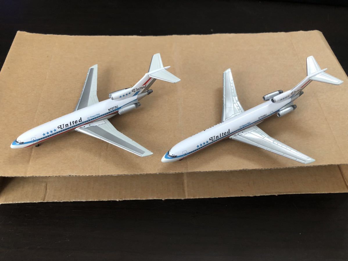 Jet-X 1/400 B727-022 & B727-222 N7073U N7638U UNITED AIRLINES FRIEND SHIP クローム仕様