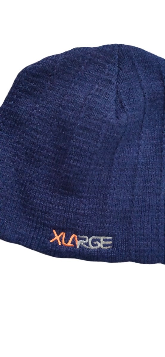 レア USA製 XLARGE ニット キャップ ダークブルー フリーサイズ_画像3