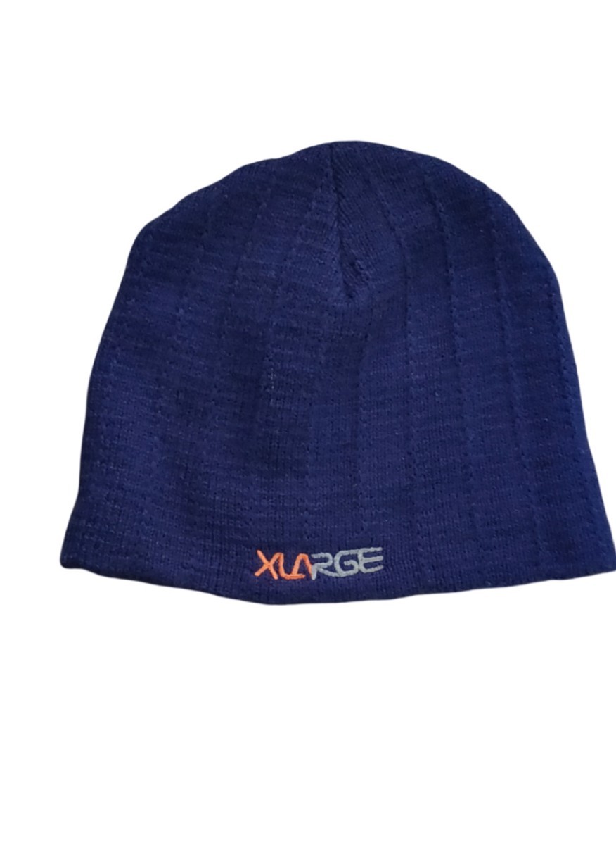 レア USA製 XLARGE ニット キャップ ダークブルー フリーサイズ_画像1