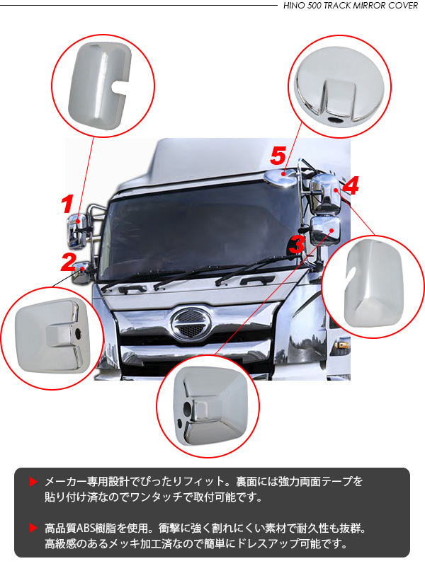  saec 17 Profia Ranger plating mirror cover 5P side under mirror side mirror door mirror for truck goods exterior custom parts 