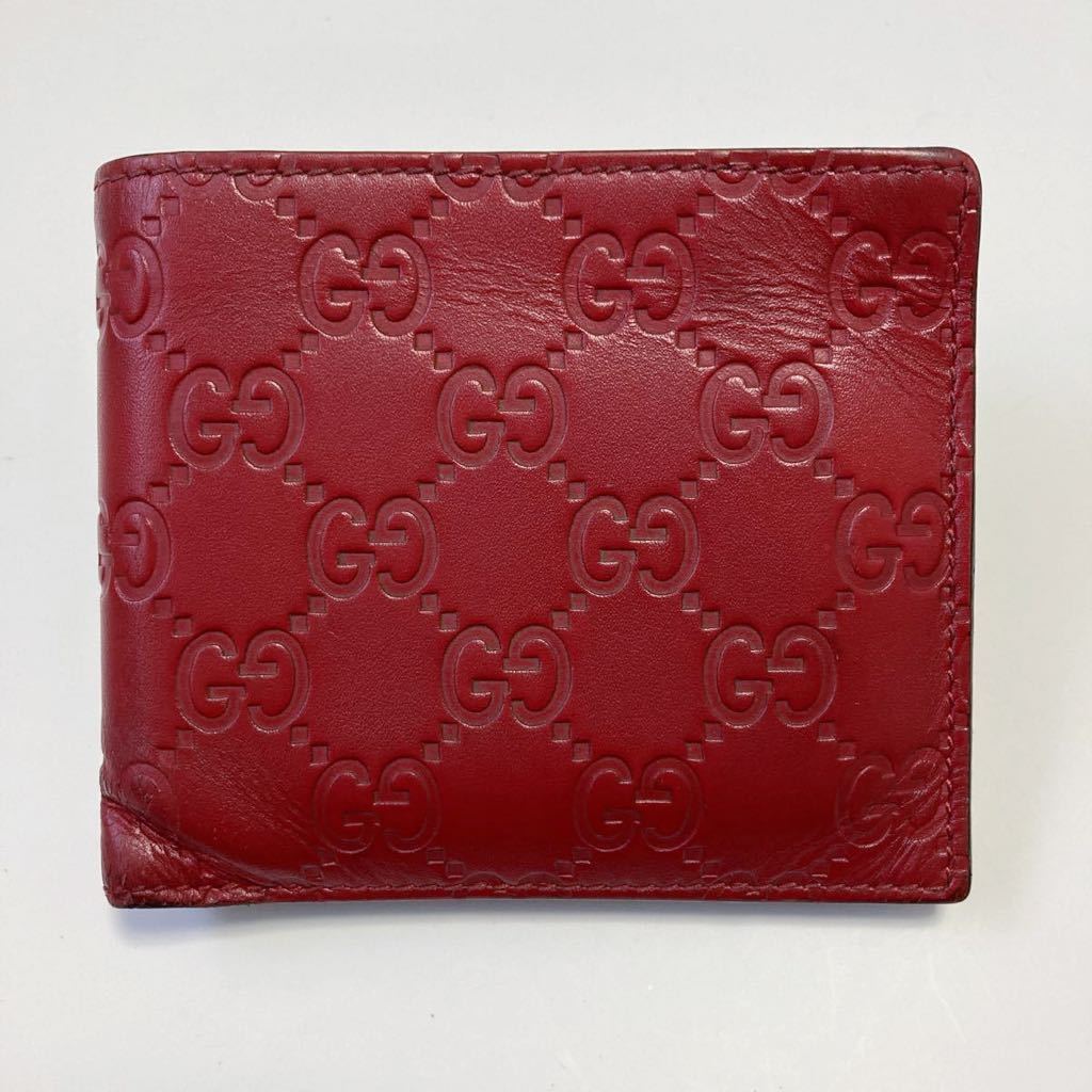 ★GUCCI グッチ シマ メンズ 折り財布 赤 中古【鑑定済み 本物保証】_画像3