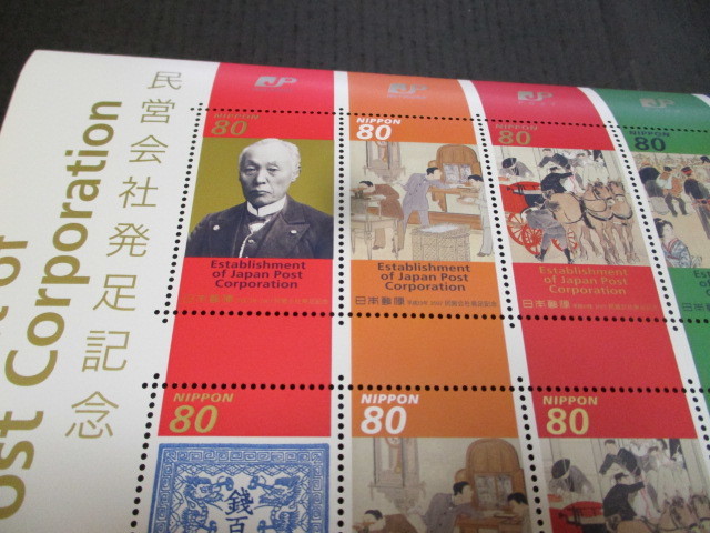 記念切手 民営会社発足記念 ８０円 １シートの画像2