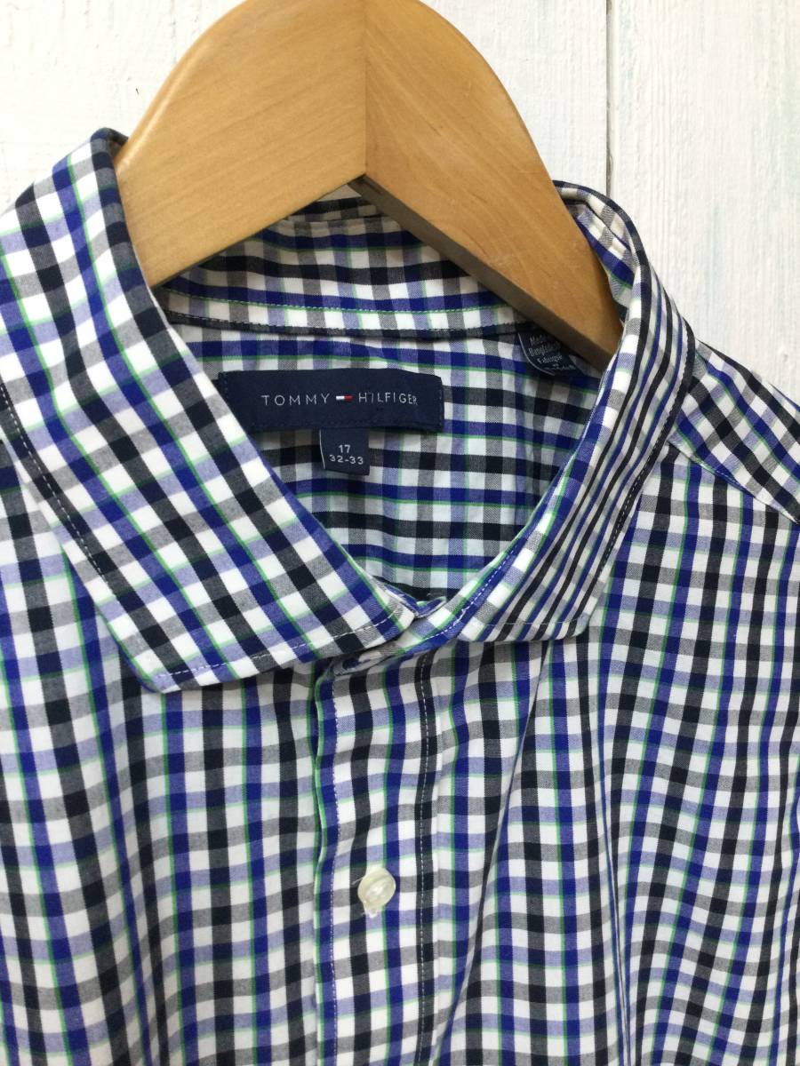 Tommy Hilfiger トミーヒルフィガー 美品 コットン長袖シャツ チェック ワイシャツ メンズXL 良品綺麗の画像3