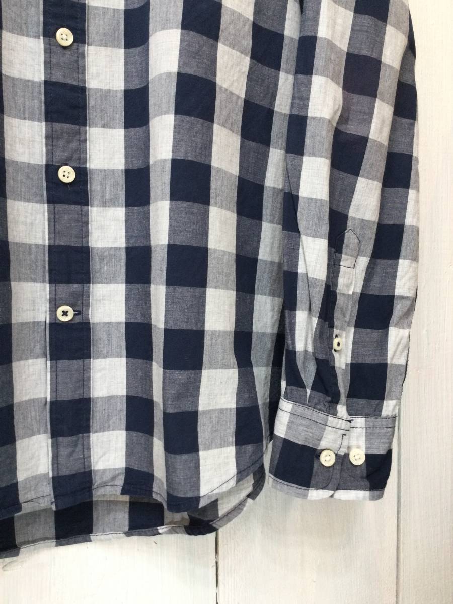 Tommy Hilfiger トミーヒルフィガー 美品 コットン長袖シャツ チェックシャツ 胸ロゴ 紺×グレー 良品綺麗の画像5