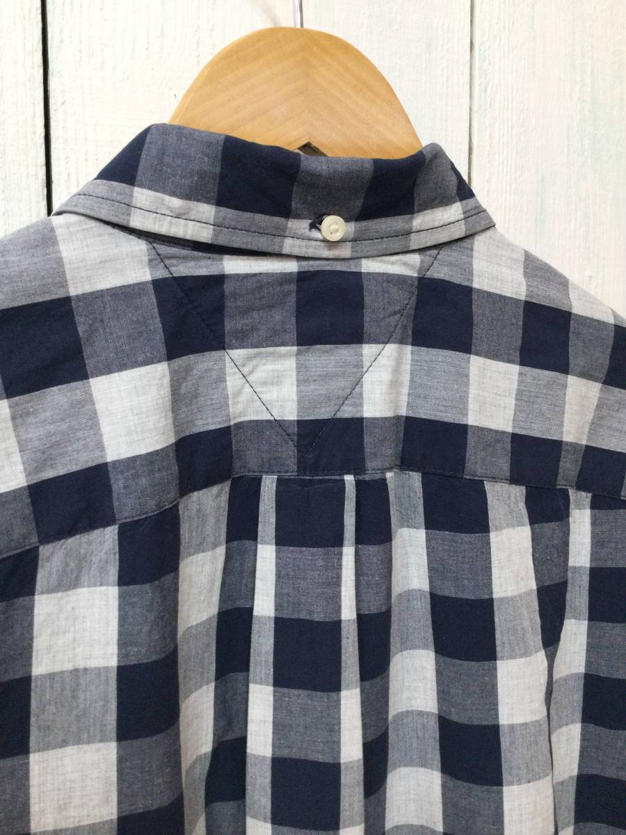 Tommy Hilfiger トミーヒルフィガー 美品 コットン長袖シャツ チェックシャツ 胸ロゴ 紺×グレー 良品綺麗の画像8