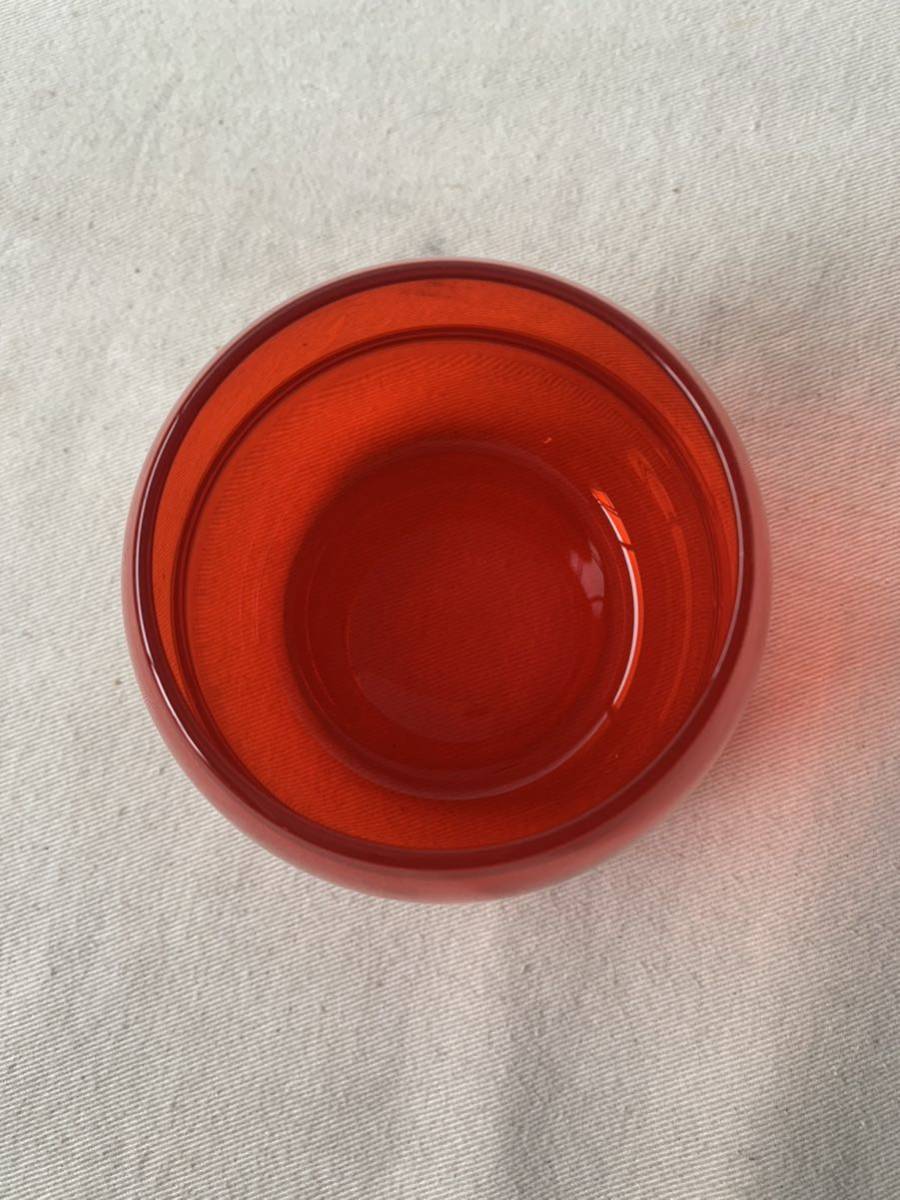 美品 デザインが素敵な赤い色ガラスの瓶ビン 花瓶花器硝子昭和レトロ古道具アンティークビンテージインテリアディスプレイ什器コレクションの画像6