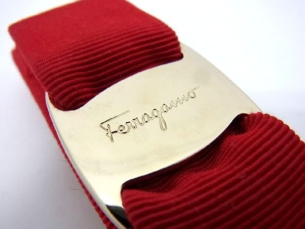 ■新品■未使用■ Salvatore Ferragamo フェラガモ ヴァラリボン バレッタ 髪留め 髪飾り ヘアアクセサリー レッド系 AB5298アZ_画像3