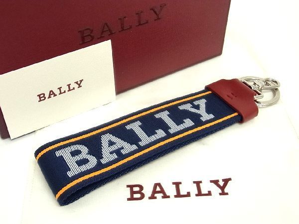 ■新品■未使用■ BALLY バリー キャンバス キーホルダー キーリング ストラップ メンズ レディース ネイビー系 AD8255yZ