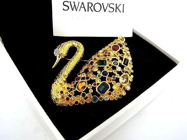 ■希少■新品■未使用■SWAROVSKI スワロフスキー SCS 100周年 スワンブローチ ピンブローチ アクセサリー レディース ゴールド系 AD3744UO