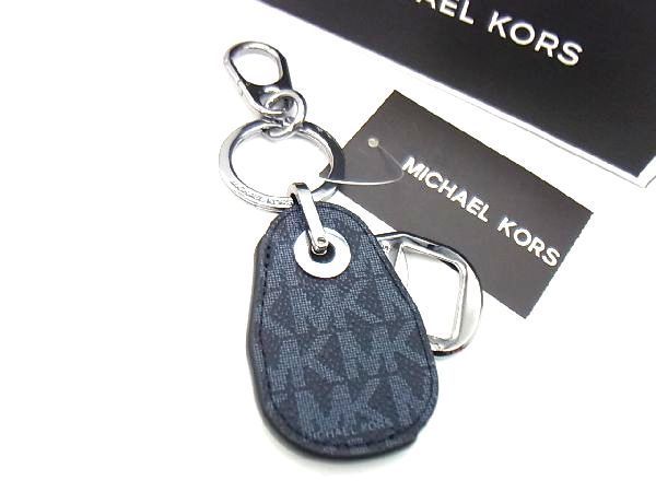 # new goods # unused # MICHAEL KORS Michael Kors MK pattern PVC bottle opener key holder key ring navy series × silver group BB5818kiZ