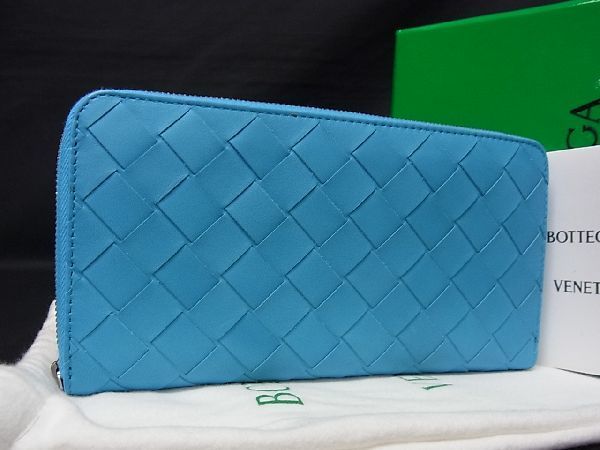 ■新品■未使用■ BOTTEGA VENETA ボッテガヴェネタ イントレチャート レザー 長財布 ウォレット ライトブルー系 AF2271sP_画像1