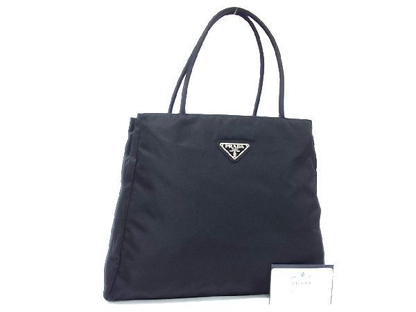 卸売 良品 PRADA レザー トートバッグ ハンドバッグ ナイロン プラダ