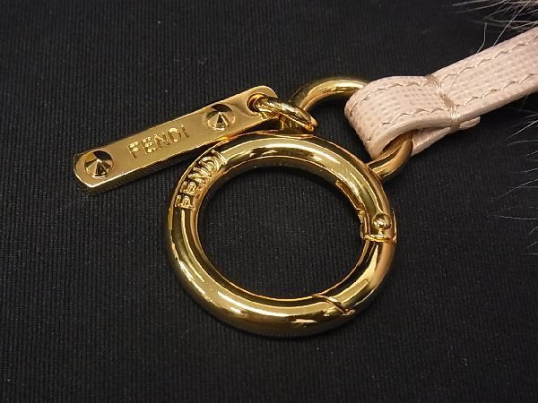 # new goods # unused # FENDI Fendi fur × leather pompon charm key holder key ring charm beige group × pink series AF506 2 P