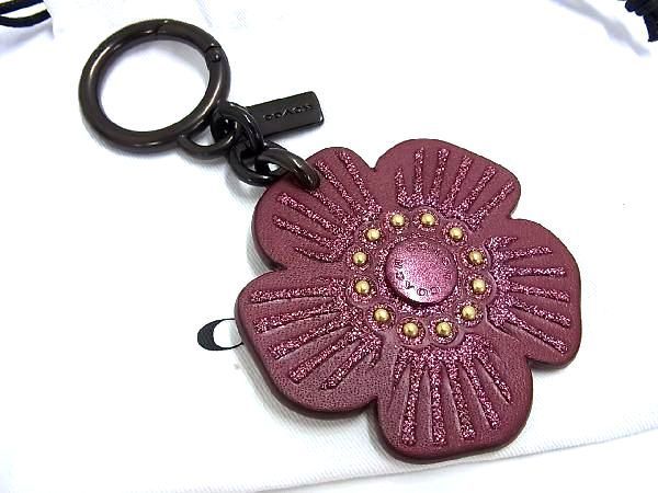 # new goods # unused # COACH Coach leather flower key holder key ring bag charm lady's bordeaux series AH3105kiZ