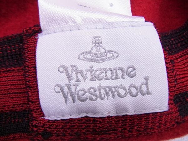 ■新品■未使用■ Vivienne Westwood ヴィヴィアン オーブ ウール100％ ベレー 帽子 表記サイズS〜M メンズ レディース レッド系 AH3543kZ_画像4
