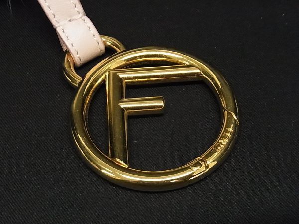 ■極美品■ FENDI フェンディ ファー×レザー ポンポンチャーム キーホルダー キーリング チャーム ピンク系×グリーン系 AH3077オZ