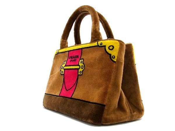 □美品□ PRADA プラダ 1BA038 ミニカナパ ベルベット 2WAY