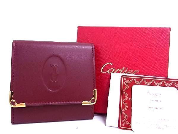 ■新品■未使用■ Cartier カルティエ マストライン レザー コインケース カード入れ 小銭入れ メンズ レディース ボルドー系 a5768sZ_画像1