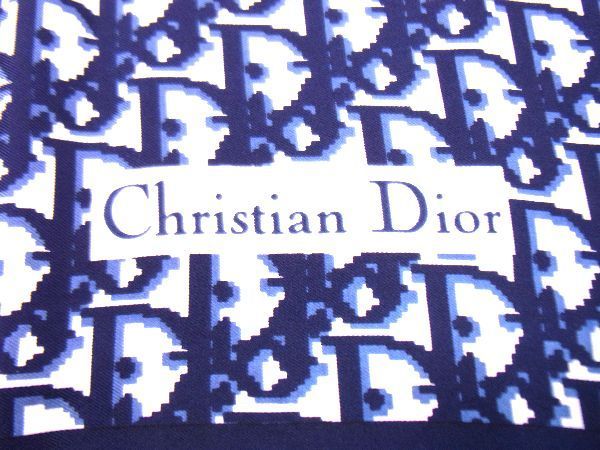 1円 ■美品■ Christian Dior ディオール トロッター 大判 スカーフ ストール ショール レディース ネイビー系×ホワイト系 AI5546スオ_画像5