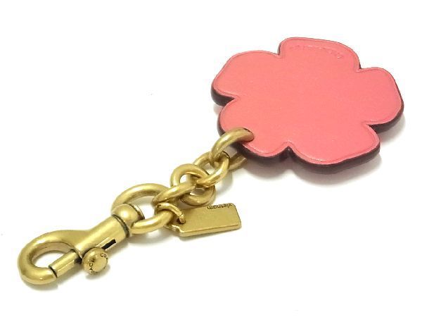 # as good as new # COACH Coach leather flower key holder key ring bag charm lady's pink series AJ3651mz