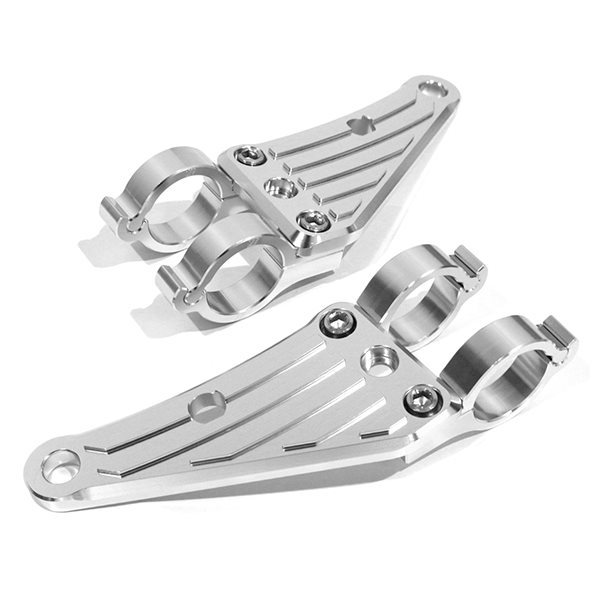 【送料無料】 アルミ ヘッドライト ステーシルバー 43mm 43φ 43パイ XJR1300 98-07 アルミビレット ヘッドランプ マウント ブラケット_画像1