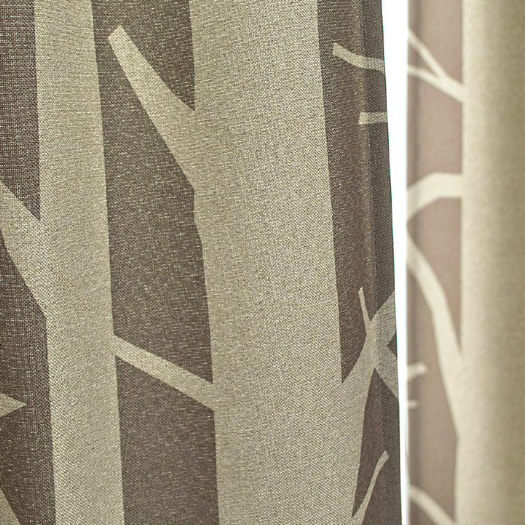 カーテン 遮光 3級 幅100×丈200cm (2枚組）白樺 木 植物 掃出窓 日本製 ナチュラル おしゃれ 洗える 形状記憶 グレー ベージュ グレージュ_画像4