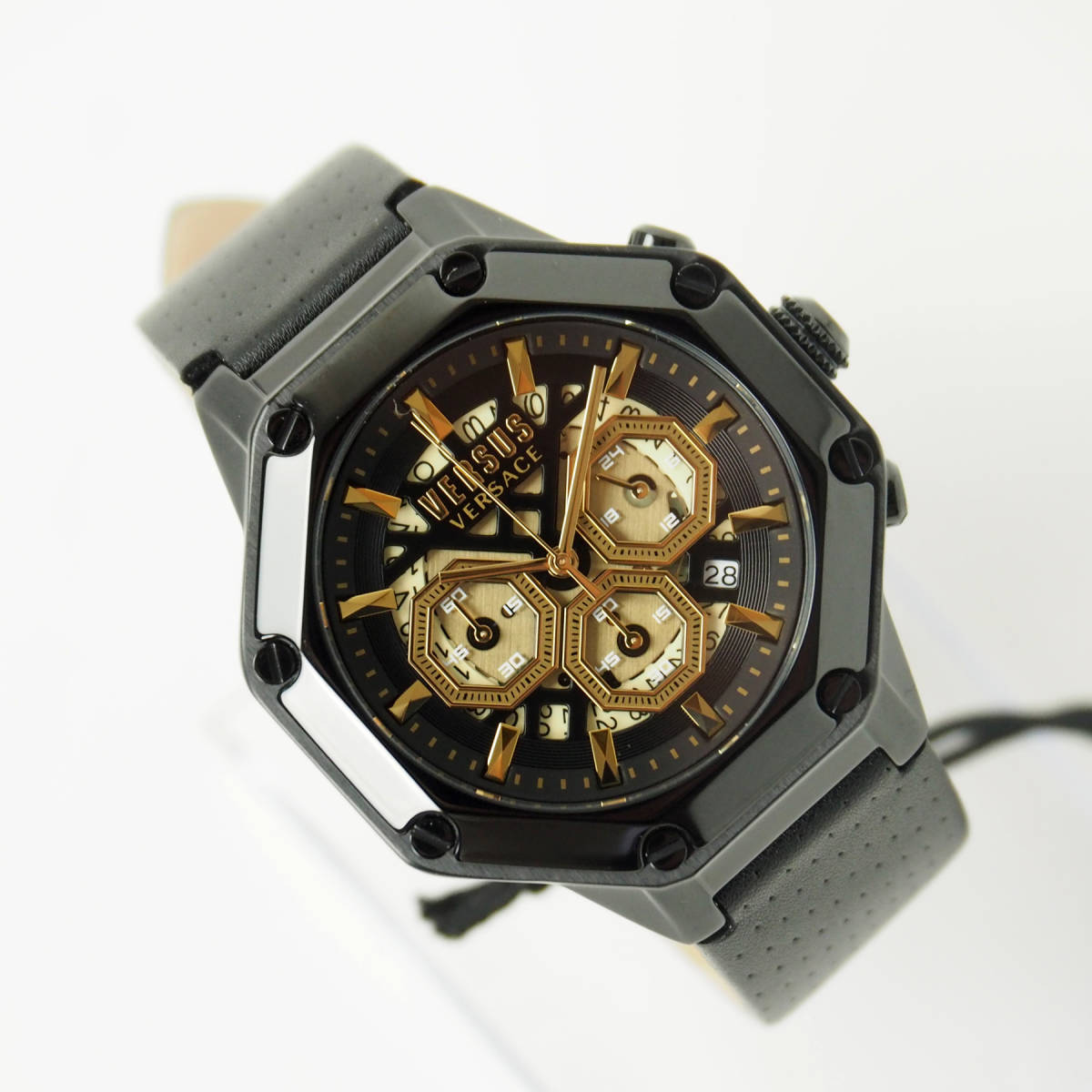 誠実 Versus 新品正規品 Versace ブラック 専用ケース付 腕時計 クロノ