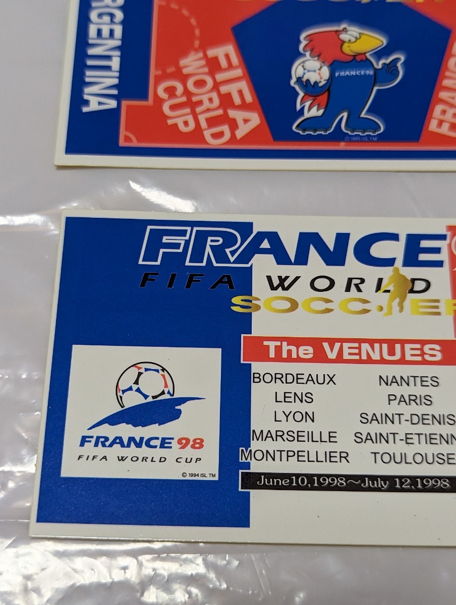LOTTE　サッカーワールドカップ　シール　未使用3枚セット　1998年　FIFAワールドカップ　フランス大会　サッカー　ステッカー　ロッテ_画像4