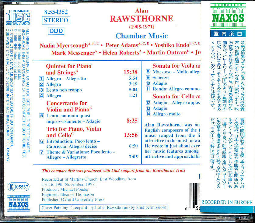 盤面良好 NAXOS ロースソーン:室内楽曲集 - ロジェリ・トリオ 他　4枚同梱可能　d1B00005F51M_画像2