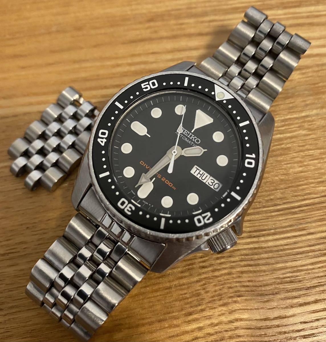 レア セイコー/7S26-0030/SKX013ブラックボーイのボーイズサイズ/セイコーダイバー ズ/200m防水/自動巻き/絶版