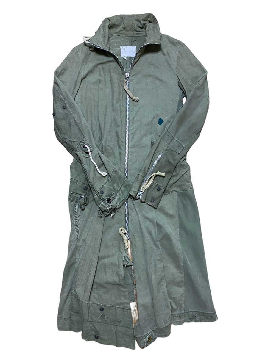 greg lauren ZIP NECK BATMAN VINTAGE US ARMY TENT グレッグローレン サイズ2 ロングコートミリタリー アーミー モーターサイクルコート