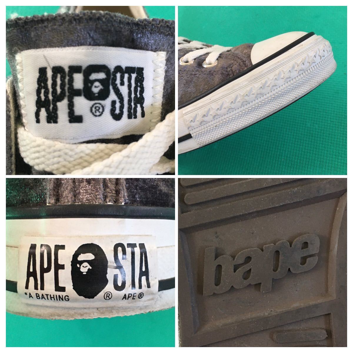 日本製 A BATHING APE BAPE STA スニーカー ベロア US11 美中古 アベイシングエイプ べイプスタ エイプスタ 29cm アメカジ 古着 NIGO 裏原_画像9