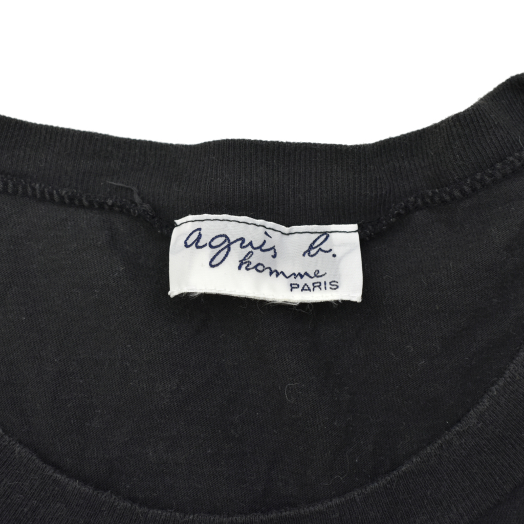希少 90s ビンテージ フランス製 agnes b. HOMME アニエスベー オムロゴ プリント Tシャツ ブラック 黒_画像4