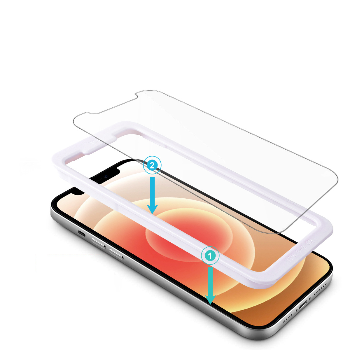 iPhone12pro 用 2枚セット ガラスフィルム 強化ガラス 保護フィルム ガイド枠 簡単取り付_画像3