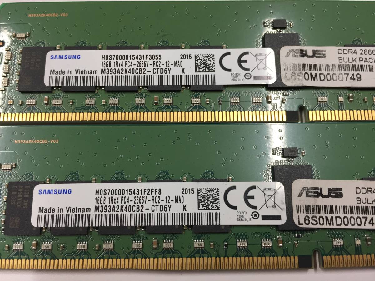 B2233)SAMSUNG 16GB 1Rx4 PC4-2666V 中古動作品2枚セット=32GB_画像2