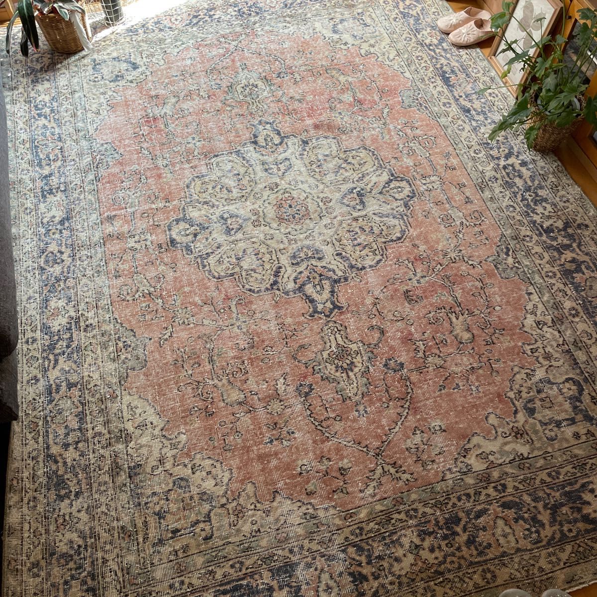 ≪人気商品再入荷≫ 超大判 205×276 グレーオーバーダイ 焦げ茶模様 春