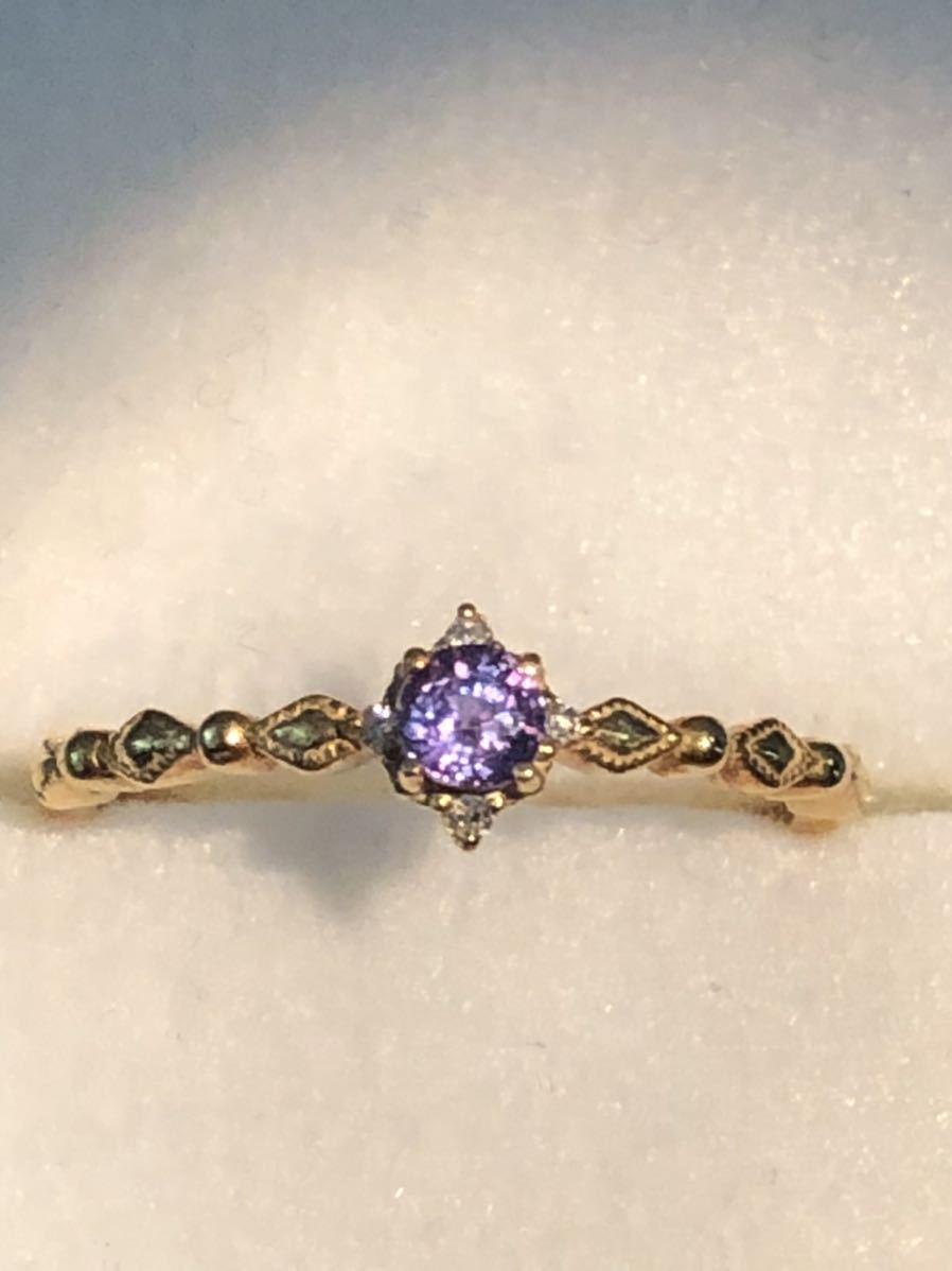 60倍ルーペクリーン】K18YG 天然アレキサンドライト リング 0.22ct