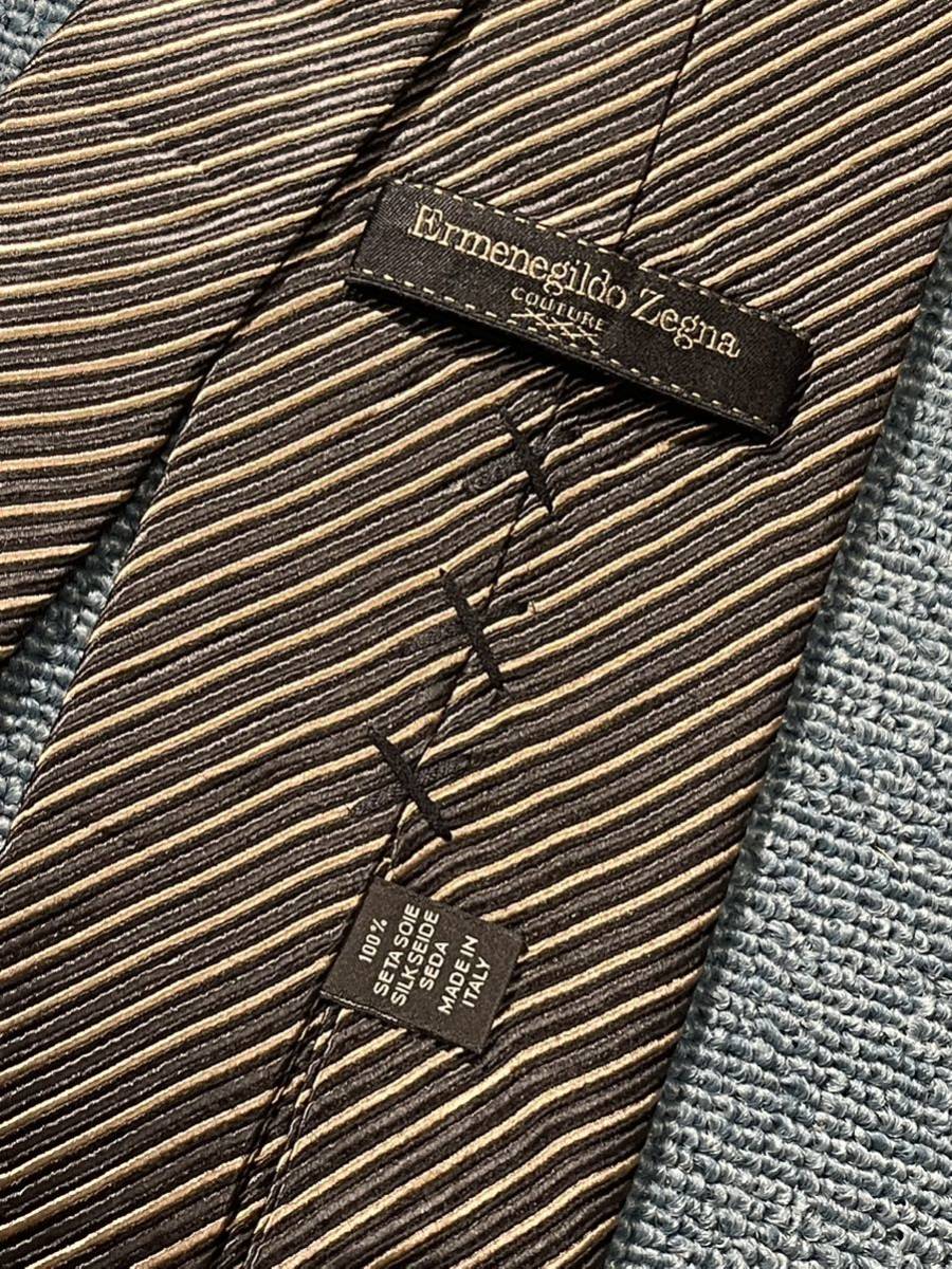 美品 ″Ermenegildo Zegna Couture″ エルメネジルドゼニアクチュール ストライプ ブランドネクタイ 303463_画像3